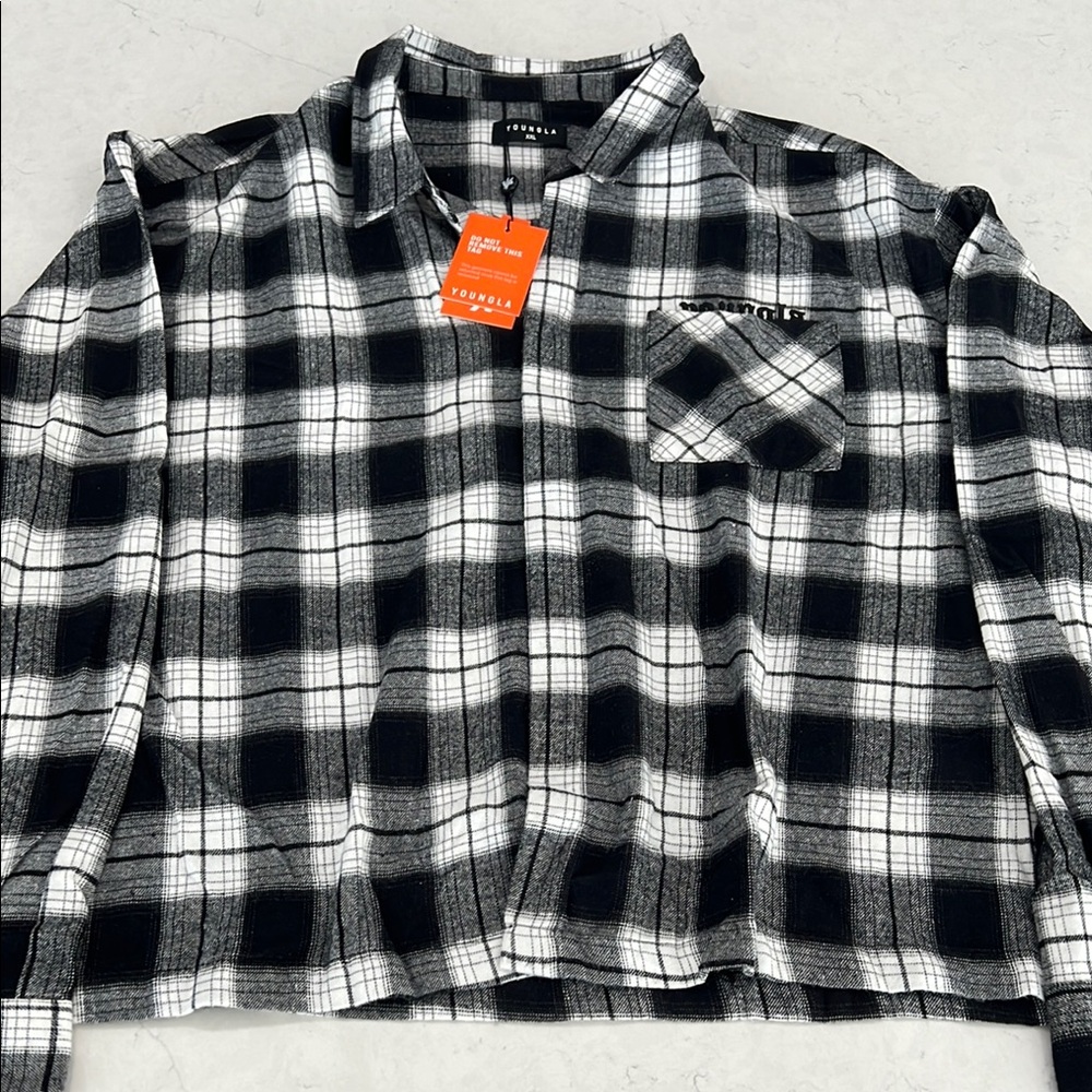 YoungLA Black and White Plaid Shirt